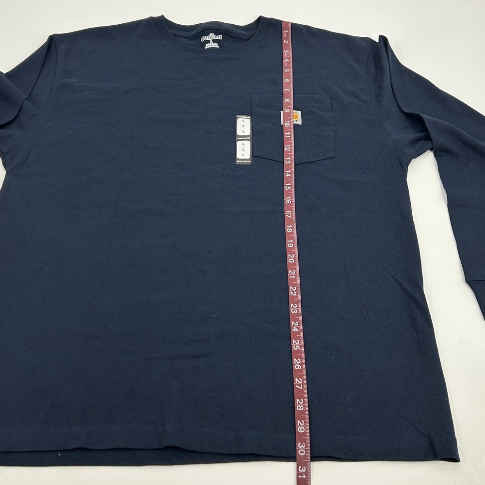 Carhartt Long Sleeve Pocket T-Shirt Men Large Navy Blue Cotton Workwear Tee NEW - Picture 9 of 10